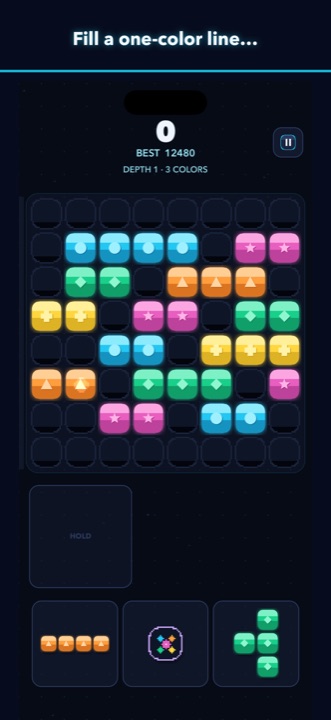 Filling a line on the 8x8 grid